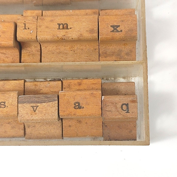 27 Piece Vintage Rubber STAMPS Alphabet Number and others Wooden Tray READ - Picture 7 of 8